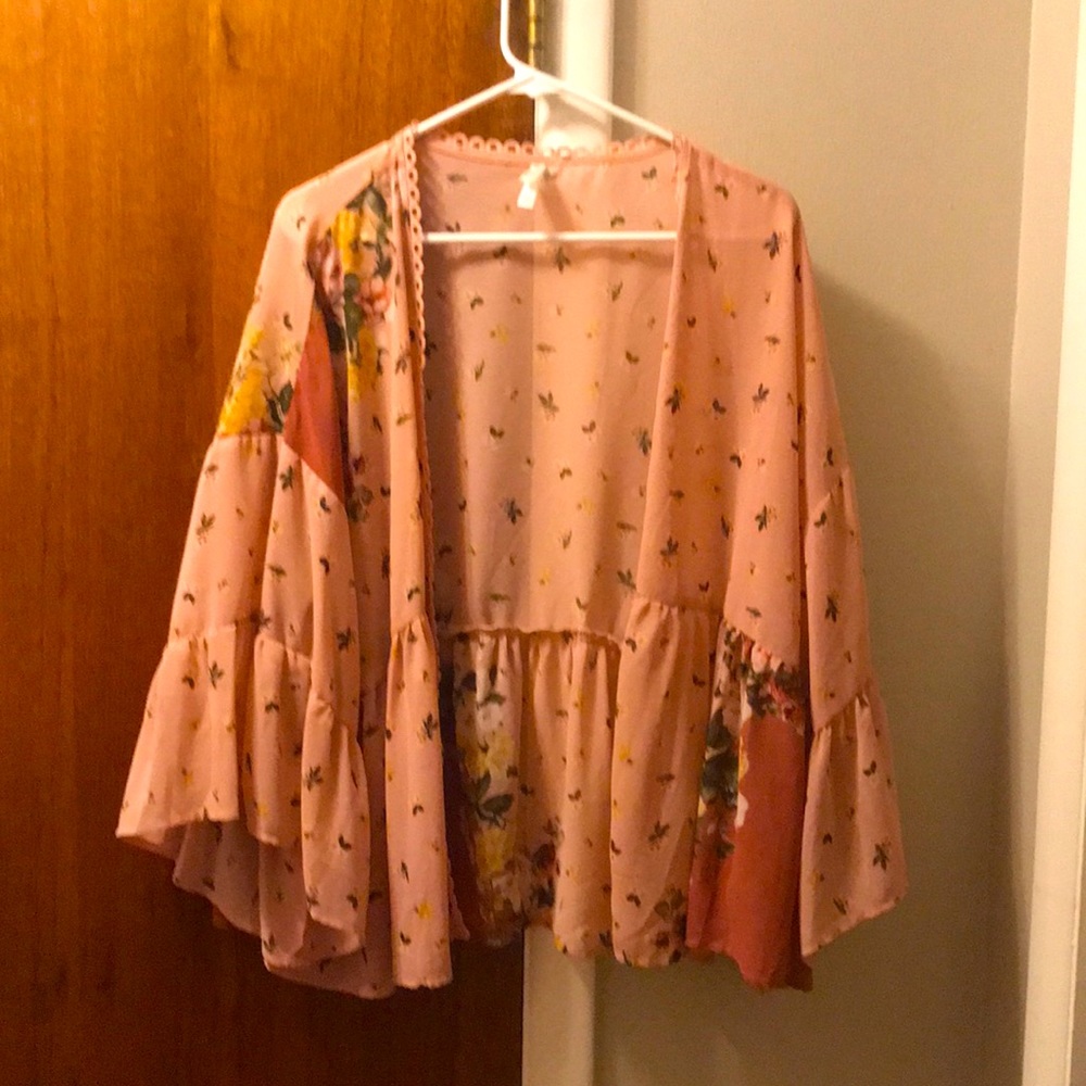 Pink cover up with flowers